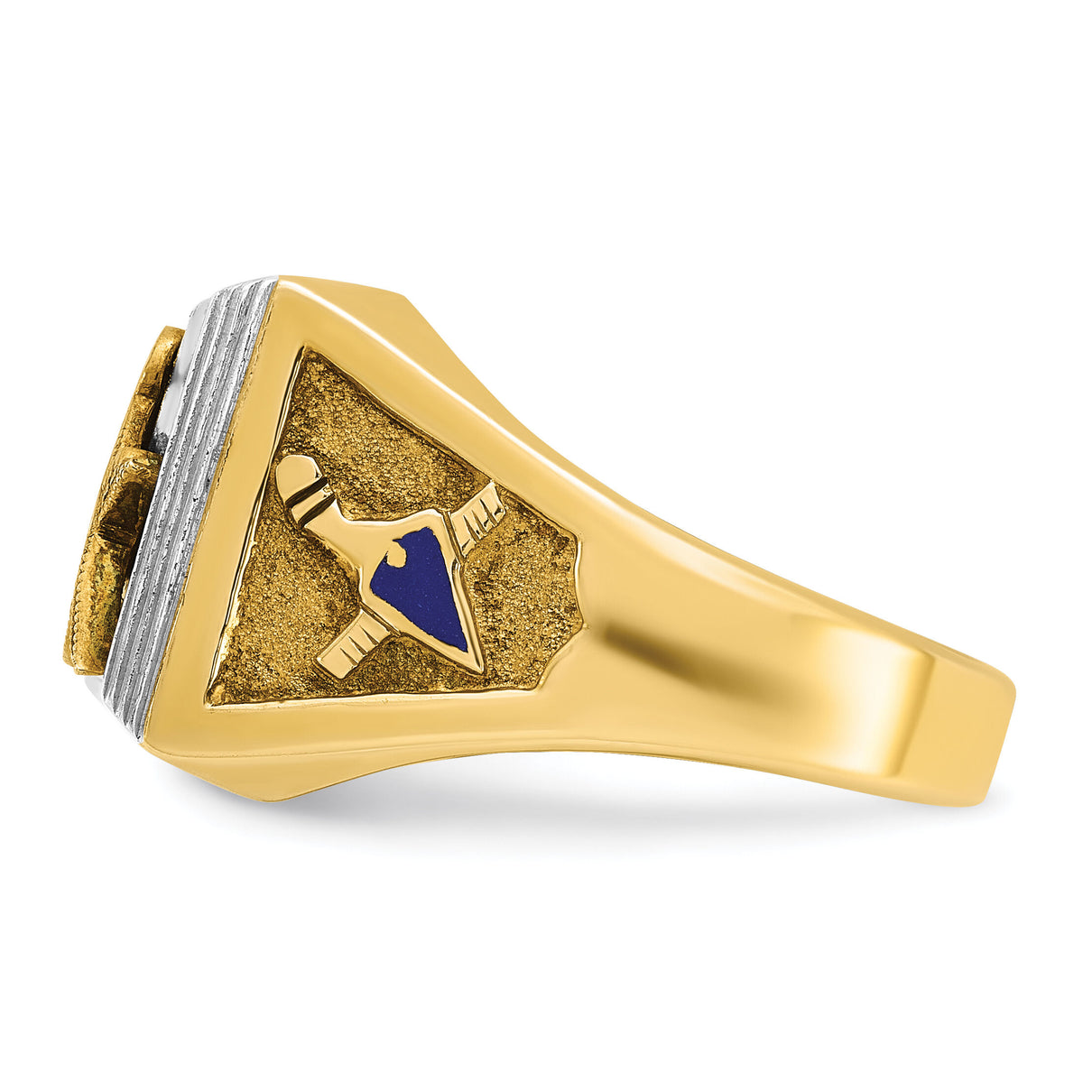 10ktt IBGoodman Men's Textured Blue Lodge Master Masonic Ring-B02077
