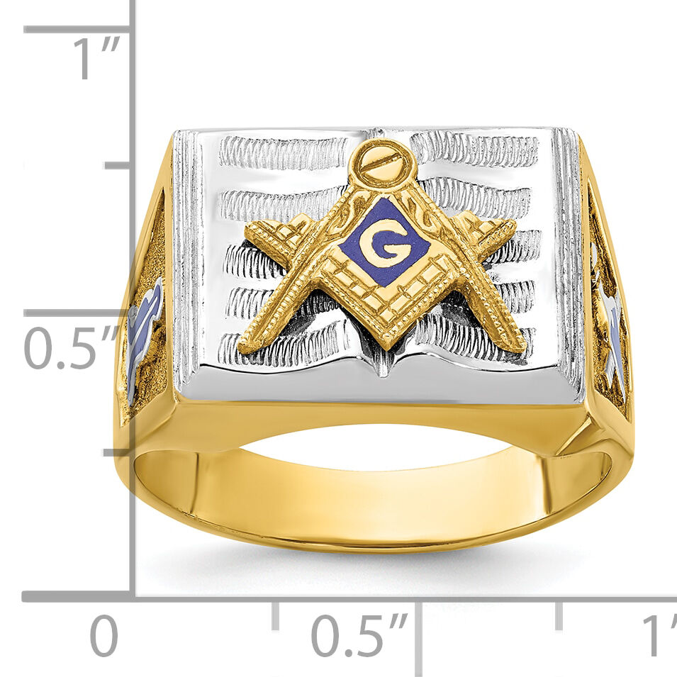 10ktt IBGoodman Men's Textured Blue Lodge Master Masonic Ring-B02077