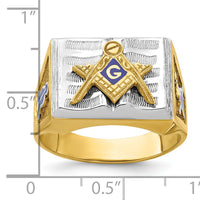 10ktt IBGoodman Men's Textured Blue Lodge Master Masonic Ring-B02077