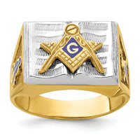10ktt IBGoodman Men's Textured Blue Lodge Master Masonic Ring-B02077