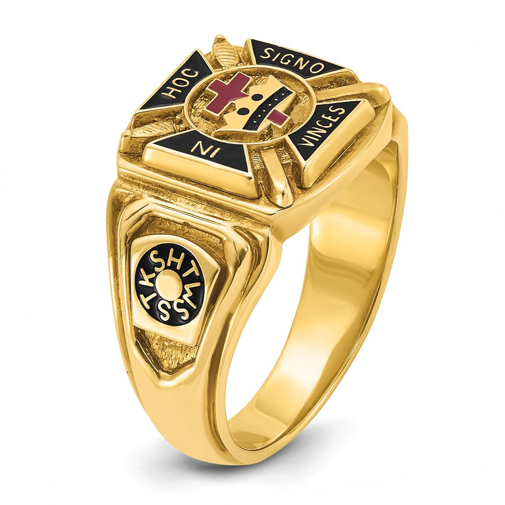 IBGoodman 14k Men's Polished and Textured with Multi-color Enamel Knights Templar Masonic Ring-B02194-4Y