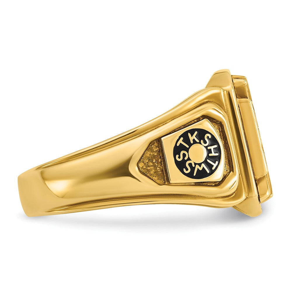 IBGoodman 14k Men's Polished and Textured with Multi-color Enamel Knights Templar Masonic Ring-B02194-4Y