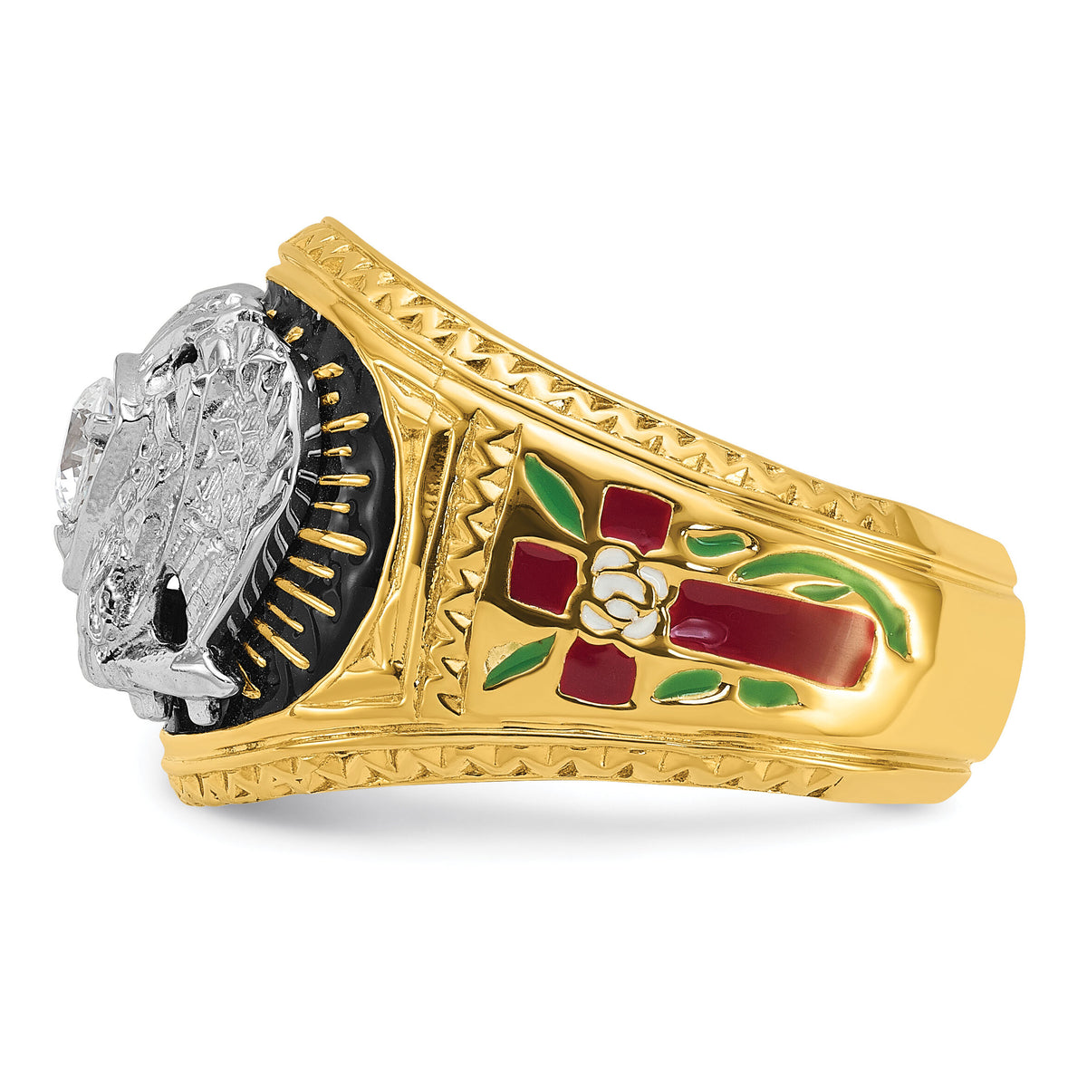 14ktt IBGoodman Men's Enameled & Dia 32nd Scottish Rite Masonic Ring-B02400