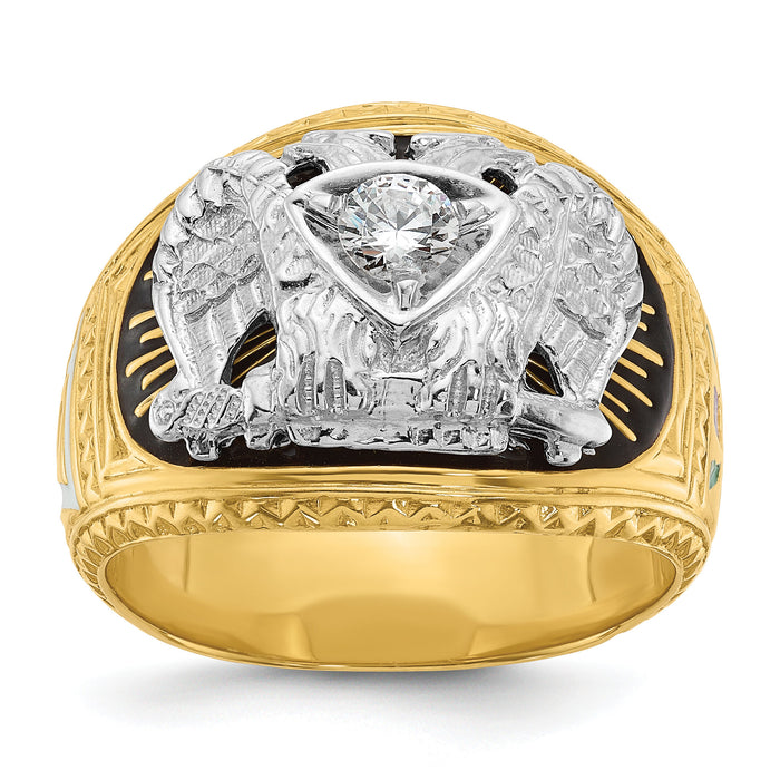 14ktt IBGoodman Men's Enameled & Dia 32nd Scottish Rite Masonic Ring-B02400