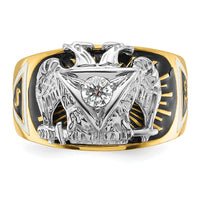 14ktt IBGoodman Men's Enamel & Dia 32nd Scottish Rite Masonic Ring-B02418