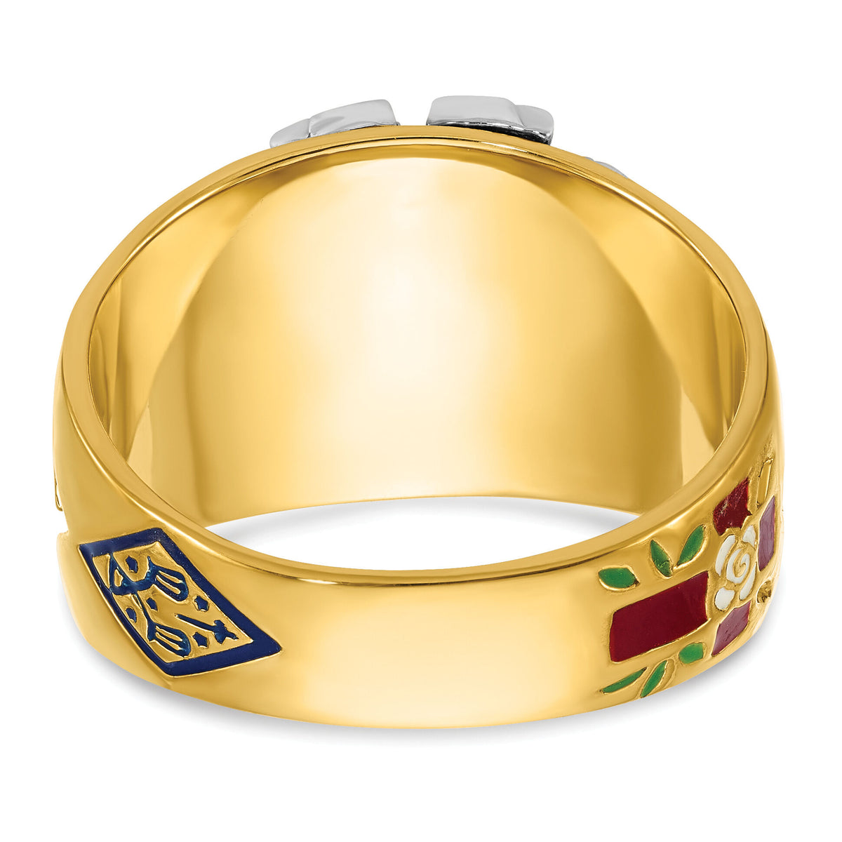 14ktt IBGoodman Men's Enamel & Dia 32nd Scottish Rite Masonic Ring-B02418