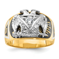 14ktt IBGoodman Men's Enamel & Dia 32nd Scottish Rite Masonic Ring-B02418