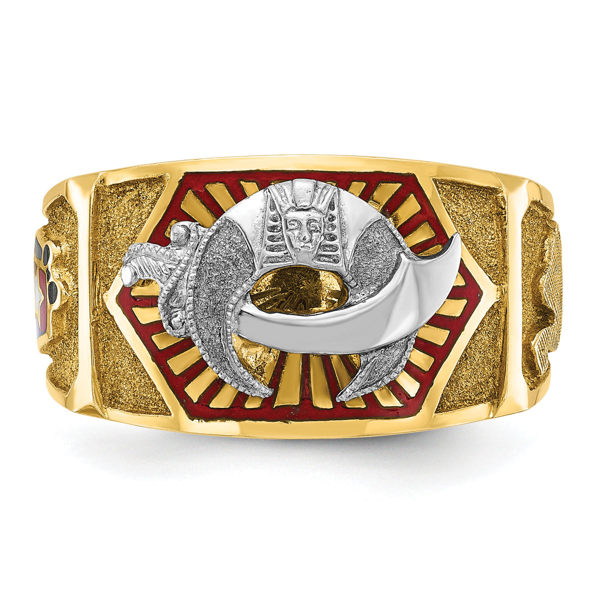 10ktt IBGoodman Men's Textured & Enameled Masonic Shriner's Ring-B02420