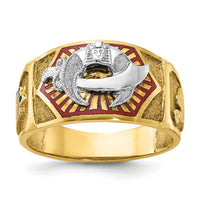 10ktt IBGoodman Men's Textured & Enameled Masonic Shriner's Ring-B02420
