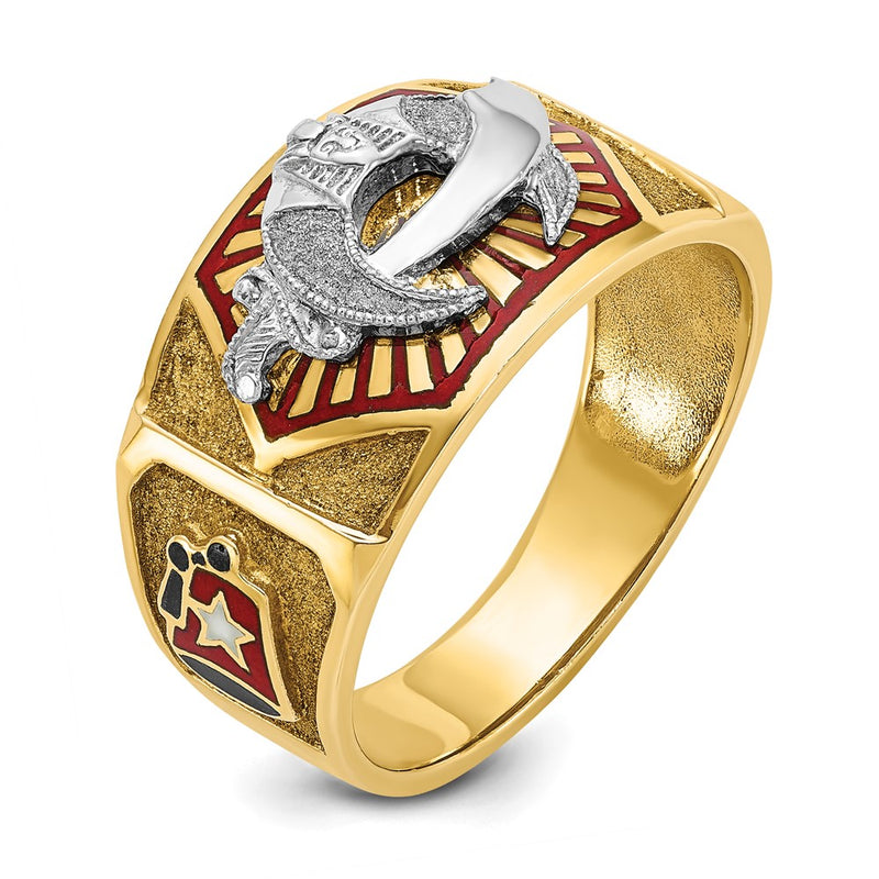 IBGoodman 14k Two-tone Men's Polished and Textured with Multi-color Enamel Masonic Shriner's Ring-B02420-4YW
