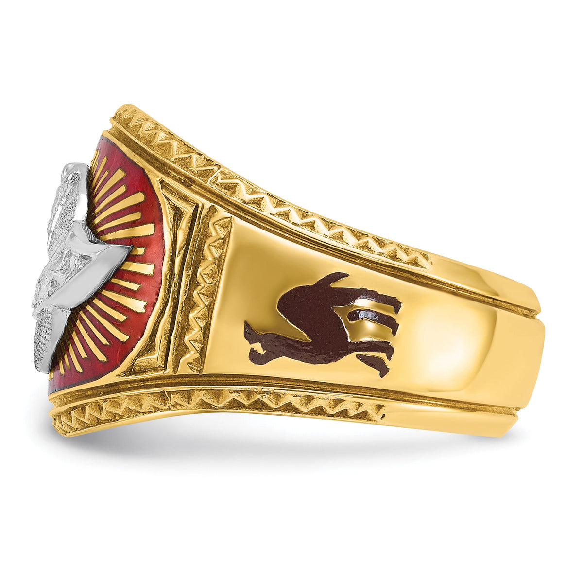 10ktt IBGoodman Men's Textured & Enameled Masonic Shriner's Ring-B02437