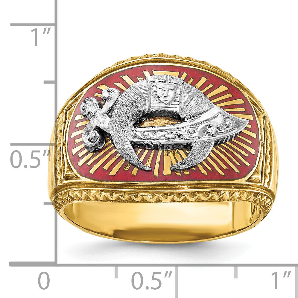 10ktt IBGoodman Men's Textured & Enameled Masonic Shriner's Ring-B02437