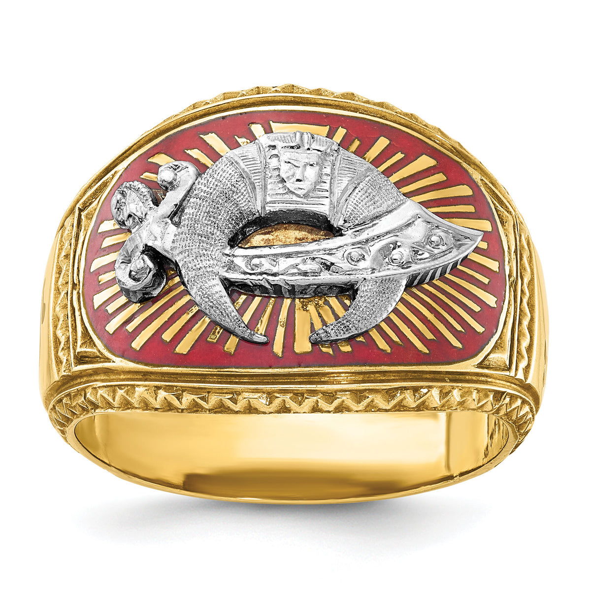 10ktt IBGoodman Men's Textured & Enameled Masonic Shriner's Ring-B02437