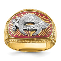 10ktt IBGoodman Men's Textured & Enameled Masonic Shriner's Ring-B02437