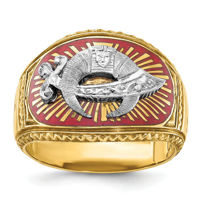 10ktt IBGoodman Men's Textured & Enameled Masonic Shriner's Ring-B02437