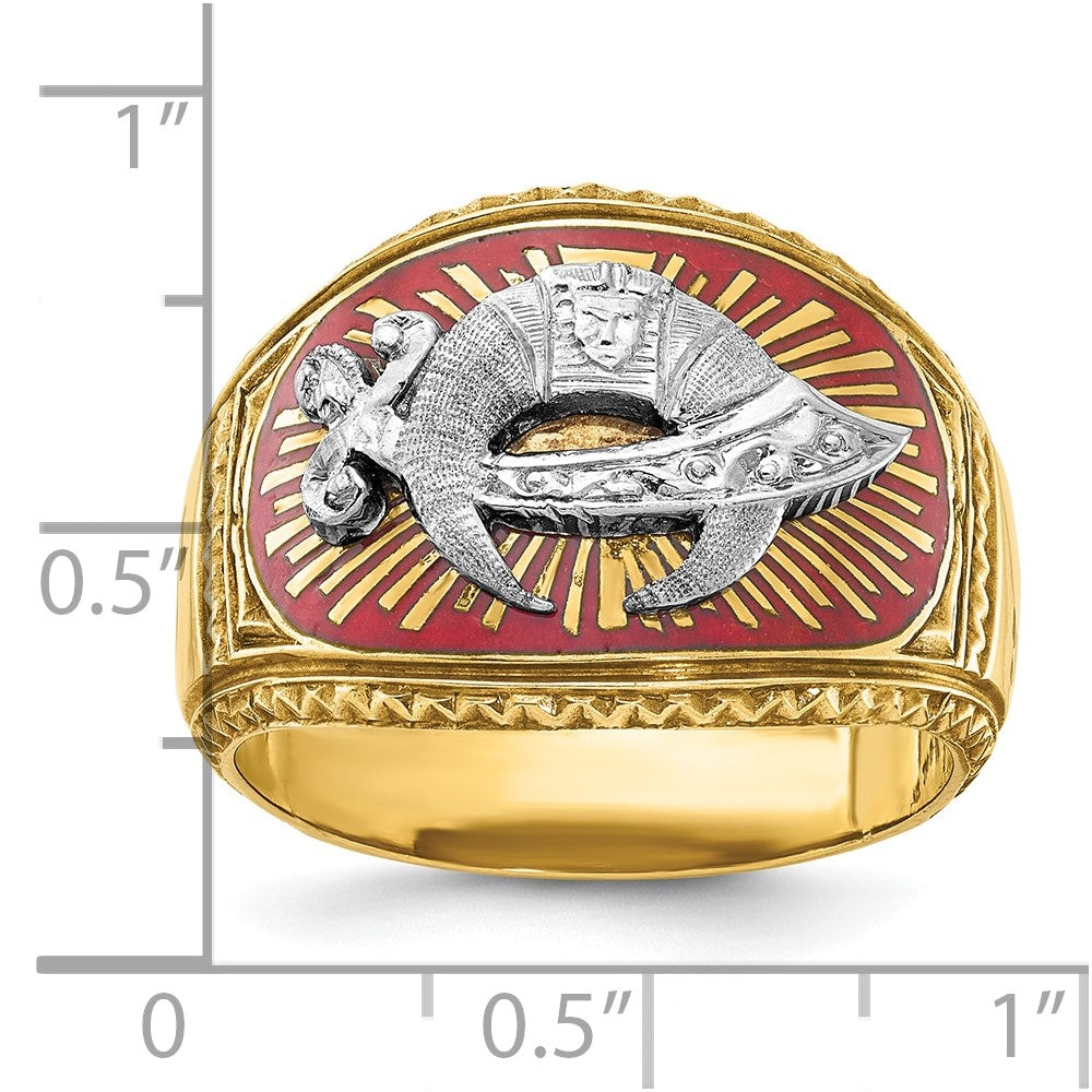 IBGoodman 14k Two-tone Men's Polished and Textured with Multi-color Enamel Masonic Shriner's Ring-B02420-4YW