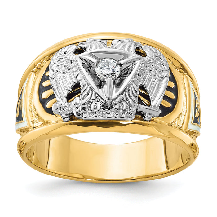 10ktt IBGoodman Men's Textured 32nd Scottish Rite Masonic Ring Mtg-B02444