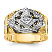 14ktt IBGoodman Men's Textured Blue Lodge Masonic Ring Mounting-B02445