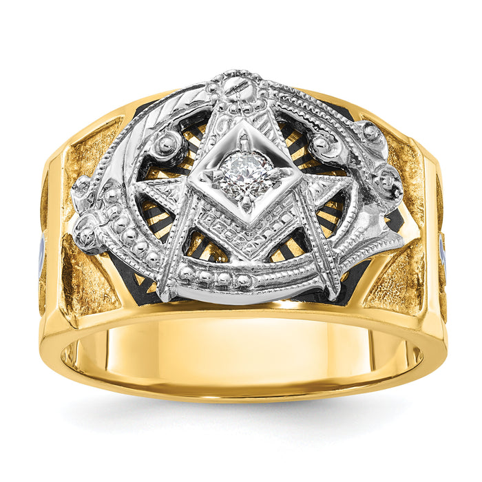 14ktt IBGoodman Men's Textured Blue Lodge Masonic Ring Mounting-B02445