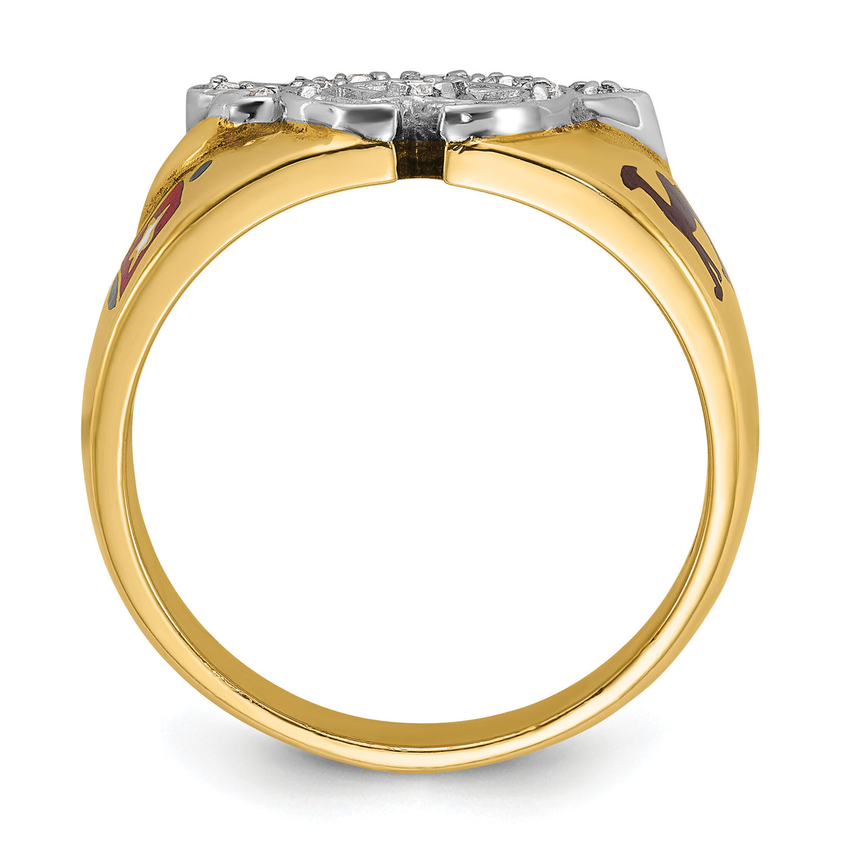 10ktt IBGoodman Men's Enamel and Diamond Masonic Shriner's Ring-B02454