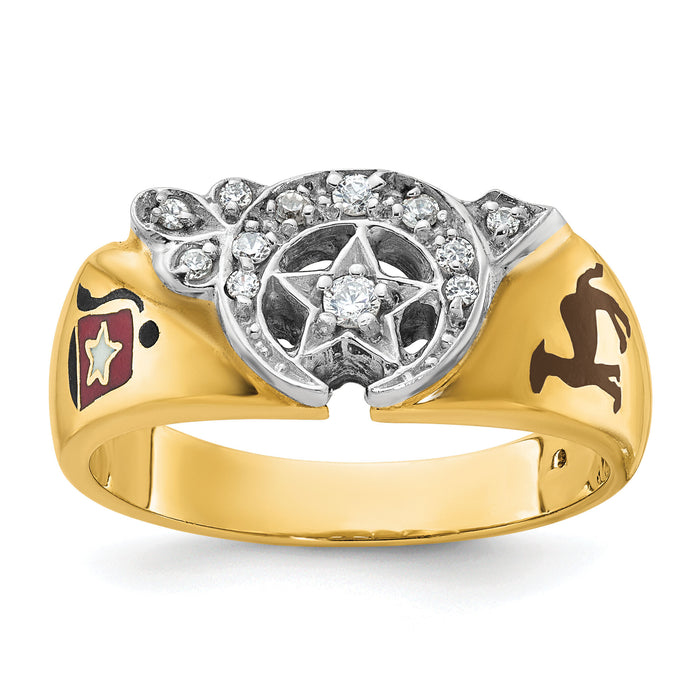 10ktt IBGoodman Men's Enamel and Diamond Masonic Shriner's Ring-B02454