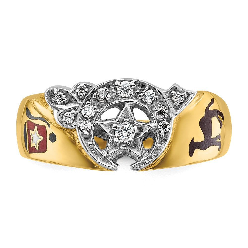 IBGoodman 14k Two-tone Men's Polished with Multi-color Enamel and Diamond Masonic Shriner's Ring-B02454-4YWAA