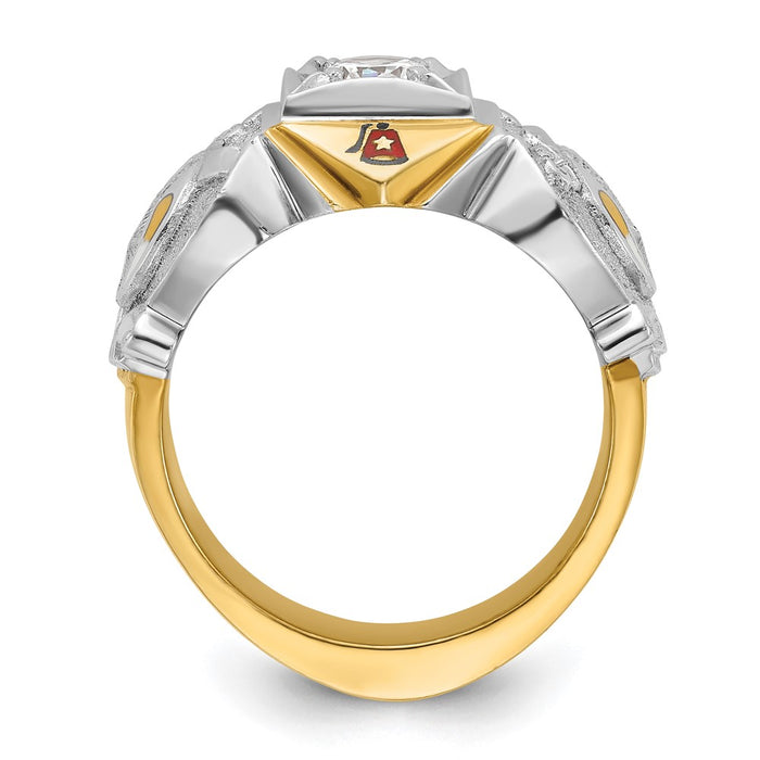 IBGoodman 14k Two-tone Men's Polished and Textured with Multi-color Enamel and Diamond Masonic Shriner's Ring-B02461C-4YWAA