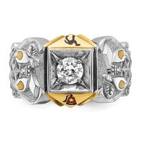 IBGoodman 14k Two-tone Men's Polished and Textured with Multi-color Enamel and Diamond Masonic Shriner's Ring-B02461C-4YWAA