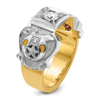 IBGoodman 14k Two-tone Men's Polished and Textured with Multi-color Enamel and Diamond Masonic Shriner's Ring-B02461C-4YWAA