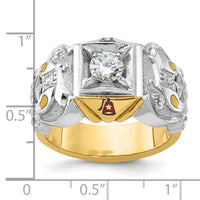 IBGoodman 14k Two-tone Men's Polished and Textured with Multi-color Enamel and Diamond Masonic Shriner's Ring-B02461C-4YWAA