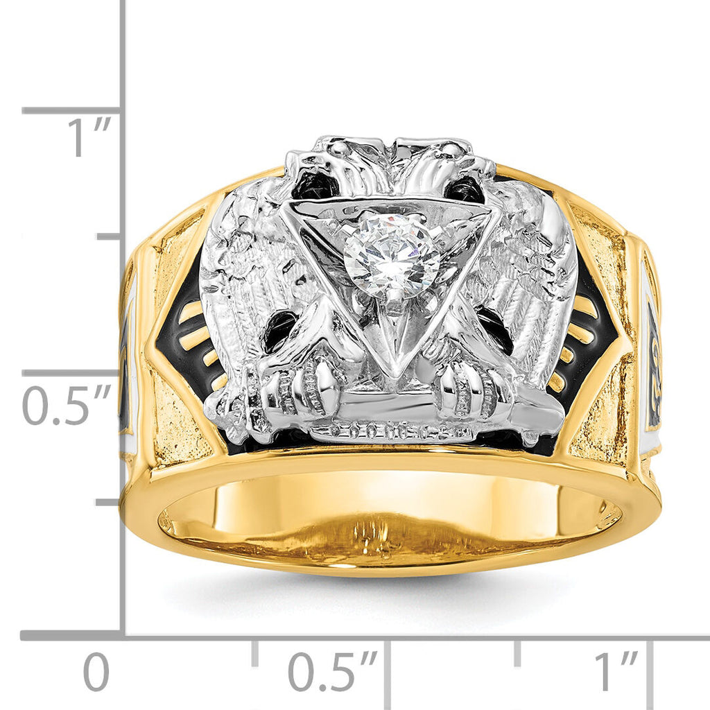 IBGoodman 14k Two-tone Men's Polished and Textured with Multi-color En ...