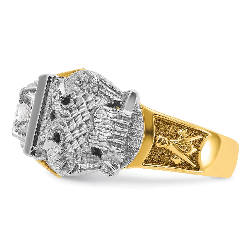 IBGoodman 14k Two-tone Men's Polished and Textured with Black Enamel and Diamond 32nd Degree Scottish Rite Masonic Ring-B02488B-4YWAA