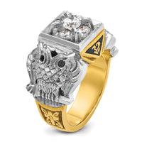 IBGoodman 14k Two-tone Men's Polished and Textured with Black Enamel and Diamond 32nd Degree Scottish Rite Masonic Ring-B02488B-4YWAA