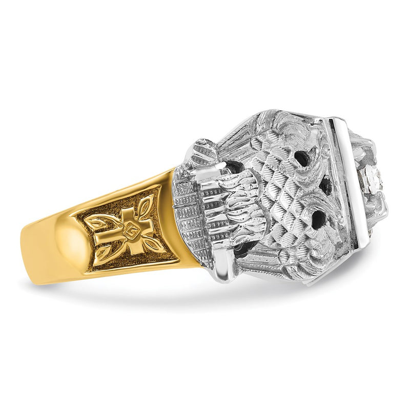 IBGoodman 14k Two-tone Men's Polished and Textured with Black Enamel and Diamond 32nd Degree Scottish Rite Masonic Ring-B02488B-4YWAA