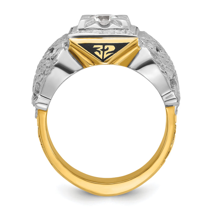 14ktt IBGoodman Men's Textured 32nd Scottish Rite Masonic Ring Mtg-B02488C