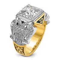 IBGoodman 14k Two-tone Men's Polished and Textured with Black Enamel and Diamond 32nd Degree Scottish Rite Masonic Ring-B02488B-4YWAA