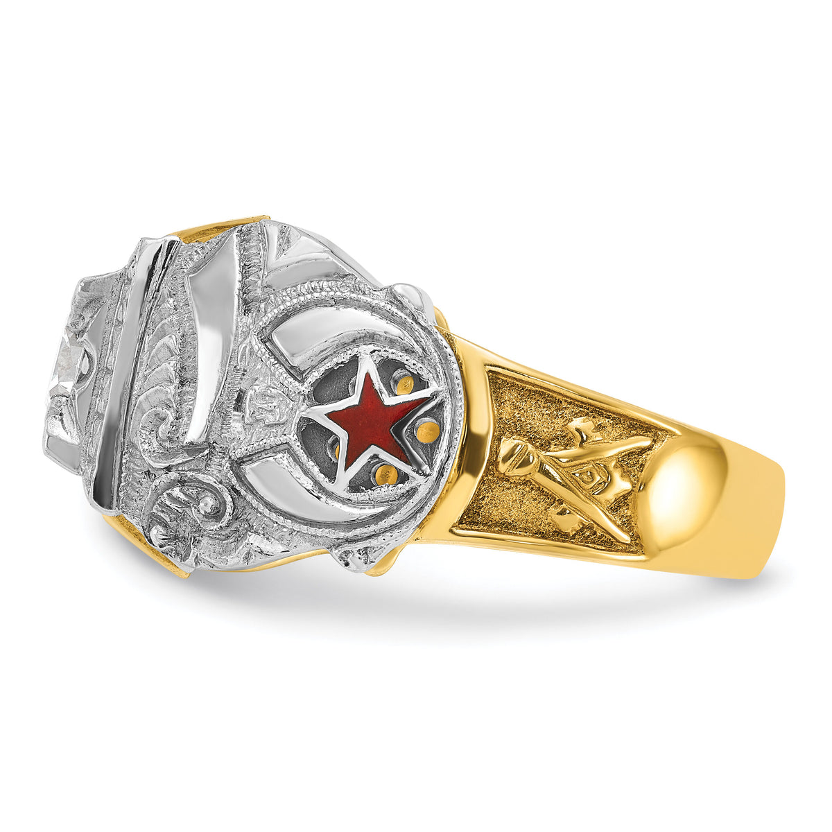 14ktt IBGoodman Men's Enamel & Diamond Eagle Masonic Shriner's Ring-B02488D