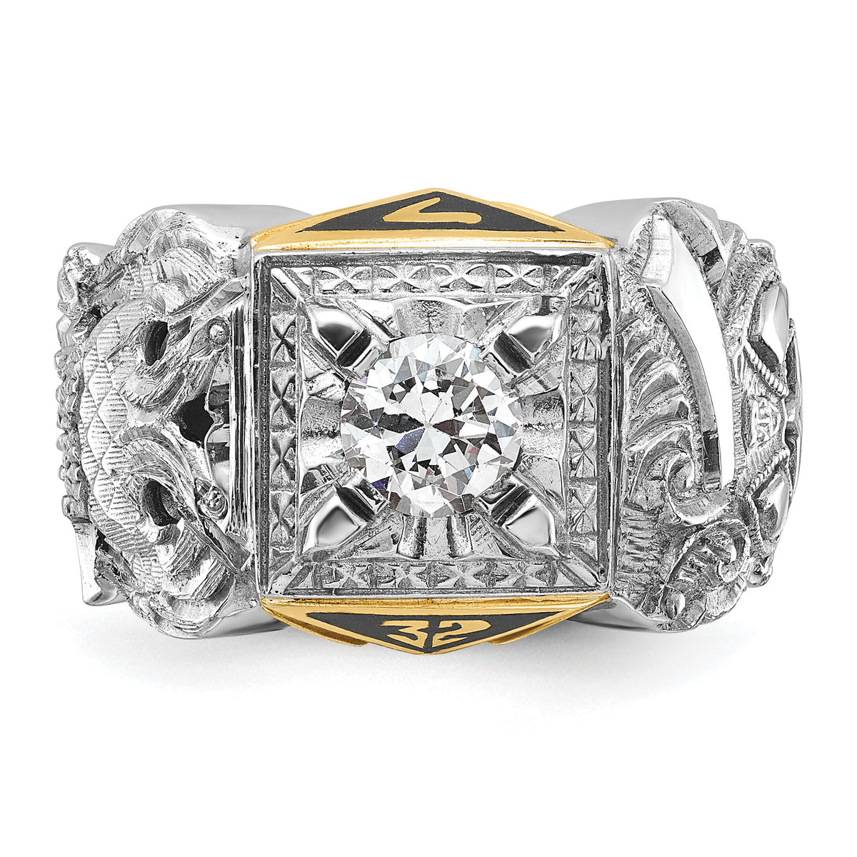 14ktt IBGoodman Men's Enamel & Diamond Eagle Masonic Shriner's Ring-B02488D