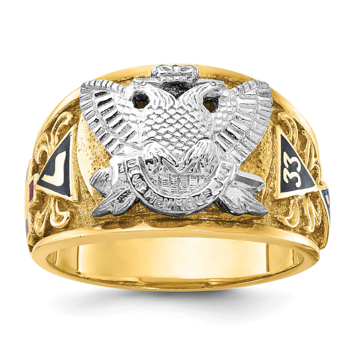 10ktt IBGoodman Men's Textured & Enameled 33rd Degree Masonic Ring-B02510