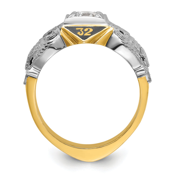 10ktt IBGoodman Men's Textured 32nd Scottish Rite Masonic Ring Mtg-B02547A