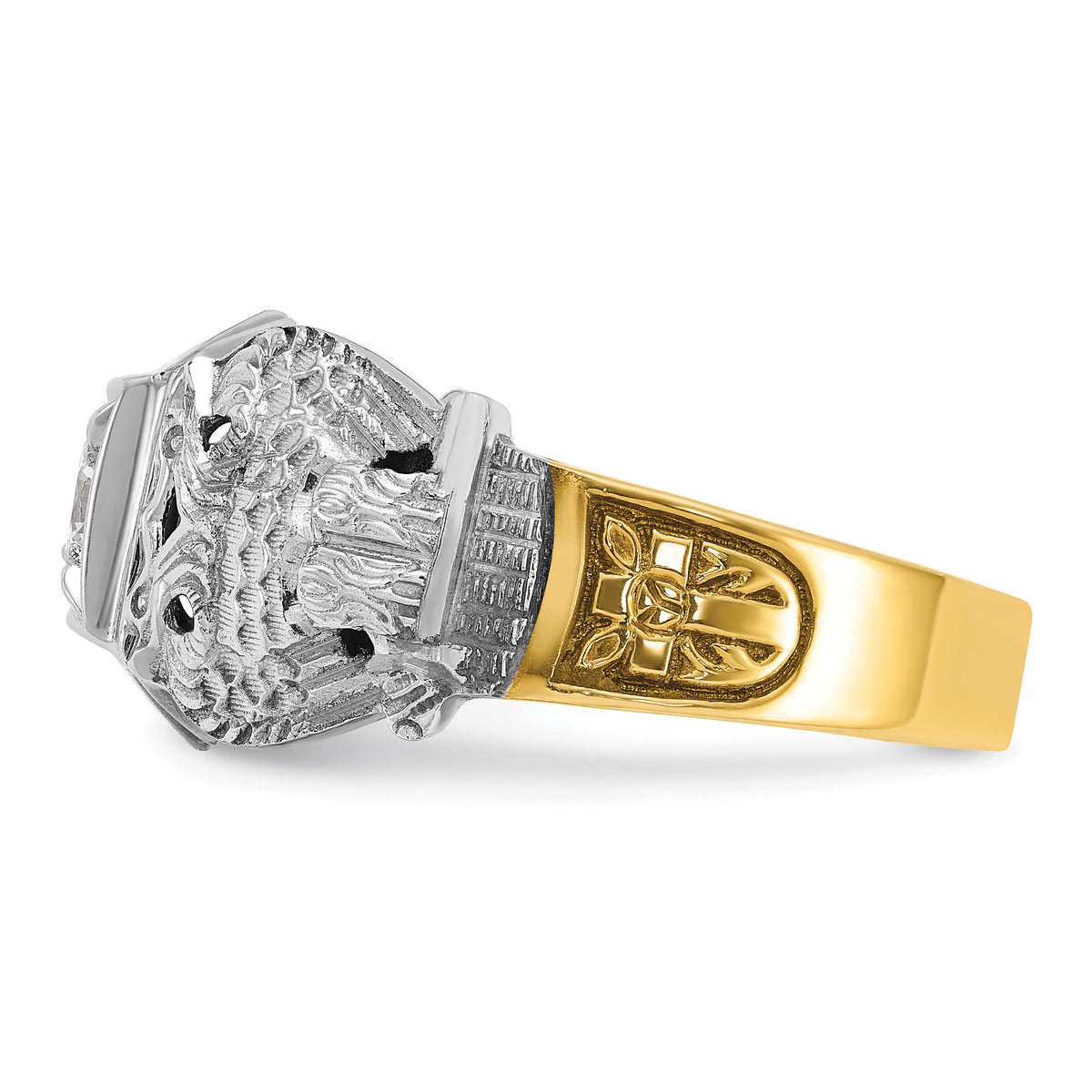 10ktt IBGoodman Men's Textured 32nd Scottish Rite Masonic Ring Mtg-B02547A