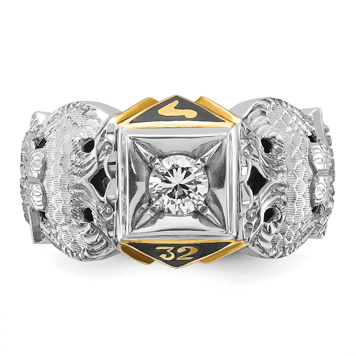 10ktt IBGoodman Men's Textured 32nd Scottish Rite Masonic Ring Mtg-B02547A