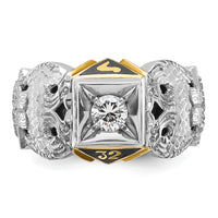 10ktt IBGoodman Men's Textured 32nd Scottish Rite Masonic Ring Mtg-B02547A