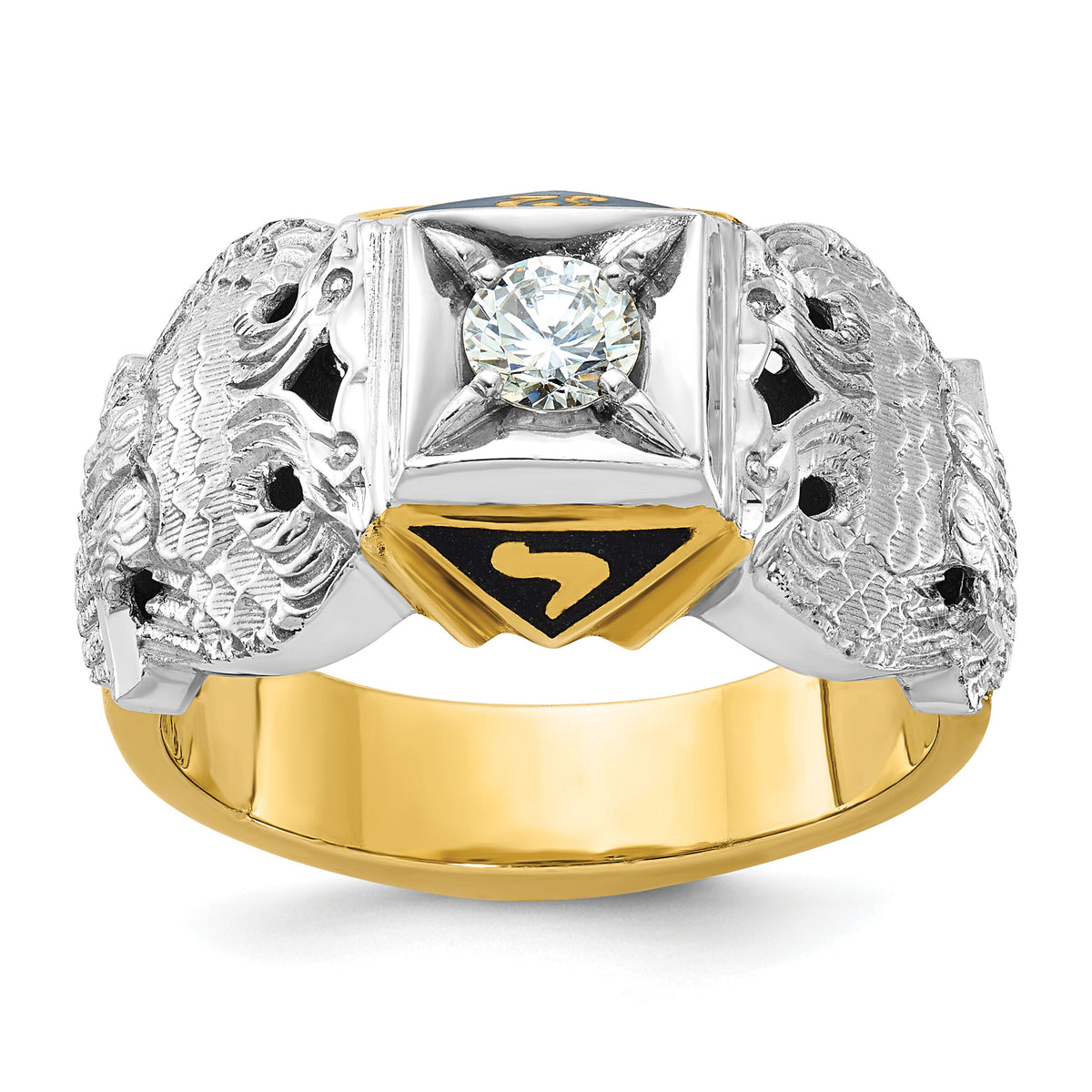 10ktt IBGoodman Men's Textured 32nd Scottish Rite Masonic Ring Mtg-B02547A