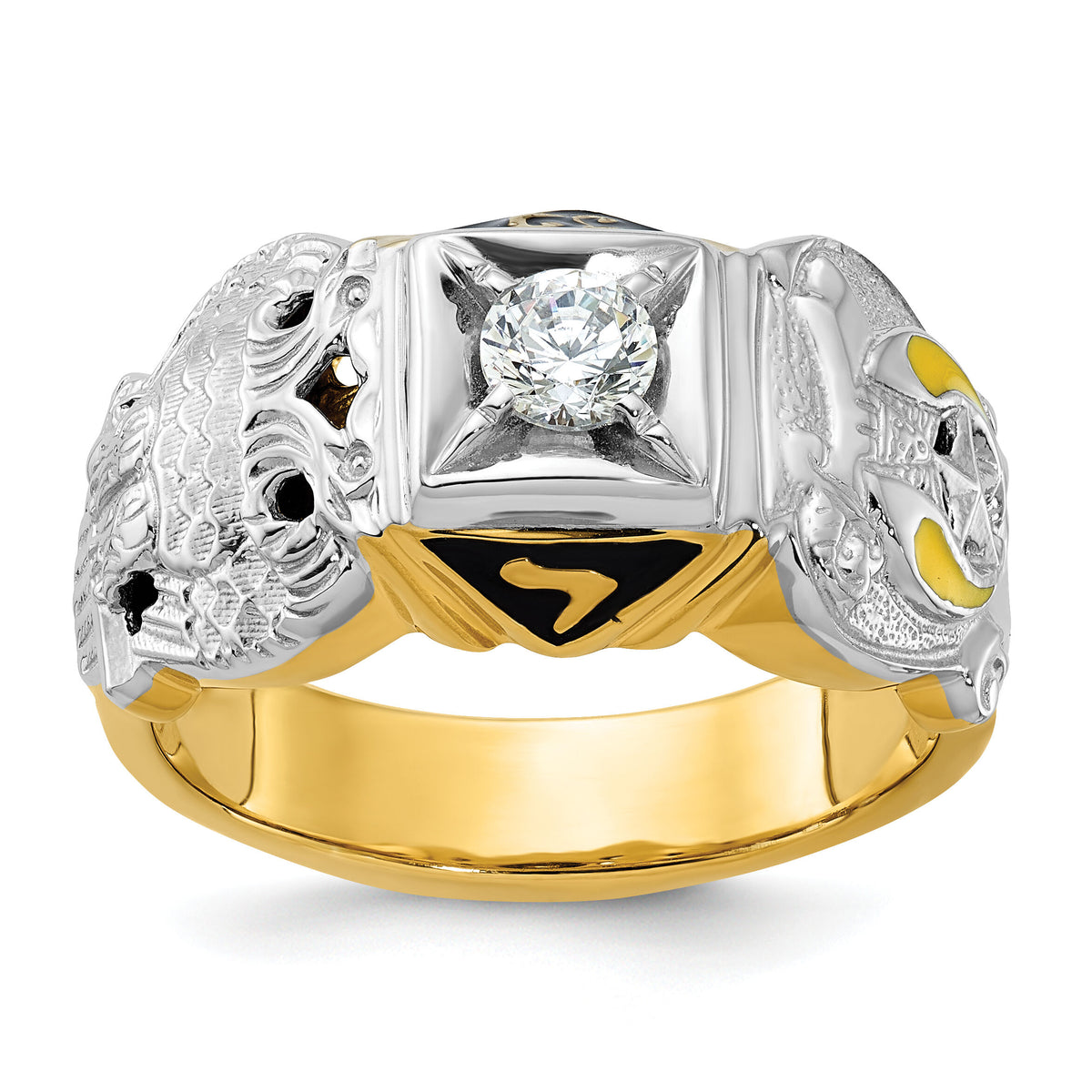 14ktt IBGoodman Men's Enamel & Diamond Eagle Masonic Shriner's Ring-B02547B