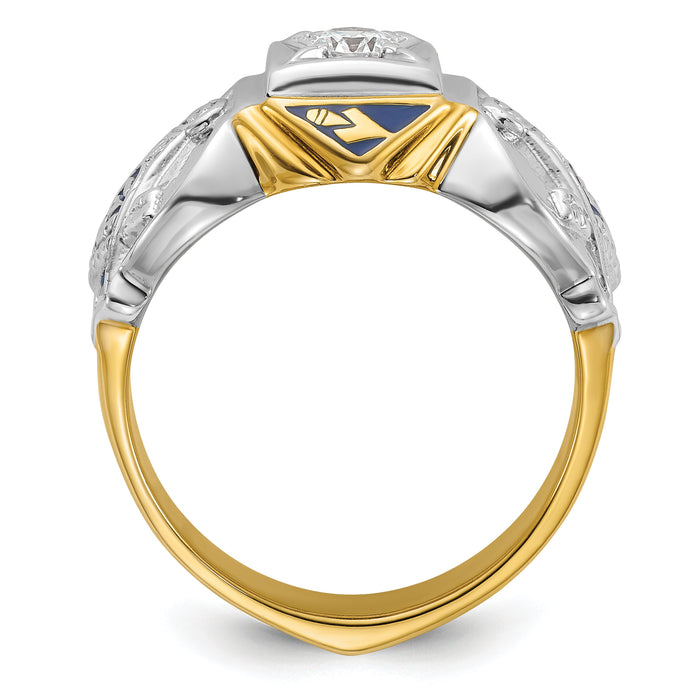 14ktt IBGoodman Men's Enameled & Diamond Blue Lodge Masonic Ring-B02547C