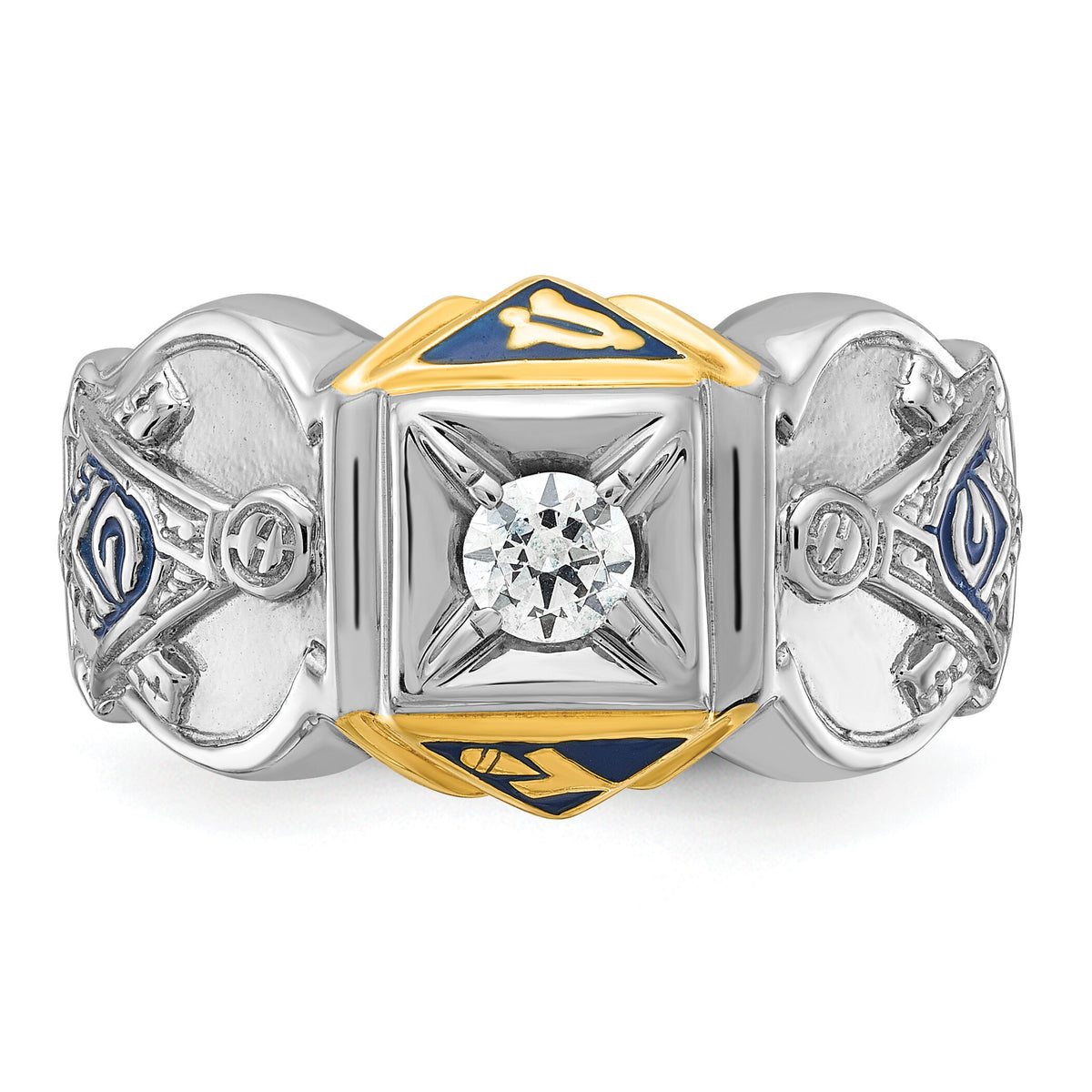 14ktt IBGoodman Men's Enameled & Diamond Blue Lodge Masonic Ring-B02547C