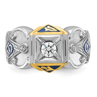 14ktt IBGoodman Men's Enameled & Diamond Blue Lodge Masonic Ring-B02547C