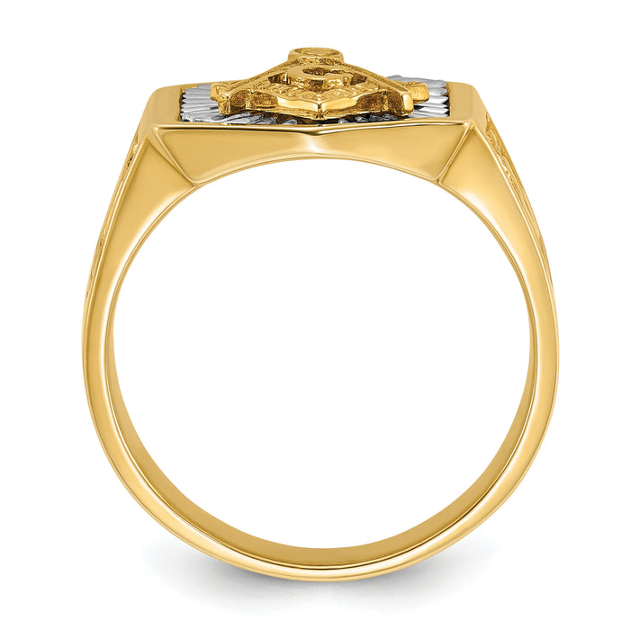 10ktt IBGoodman Men's Textured Blue Lodge Master Masonic Ring-B02549