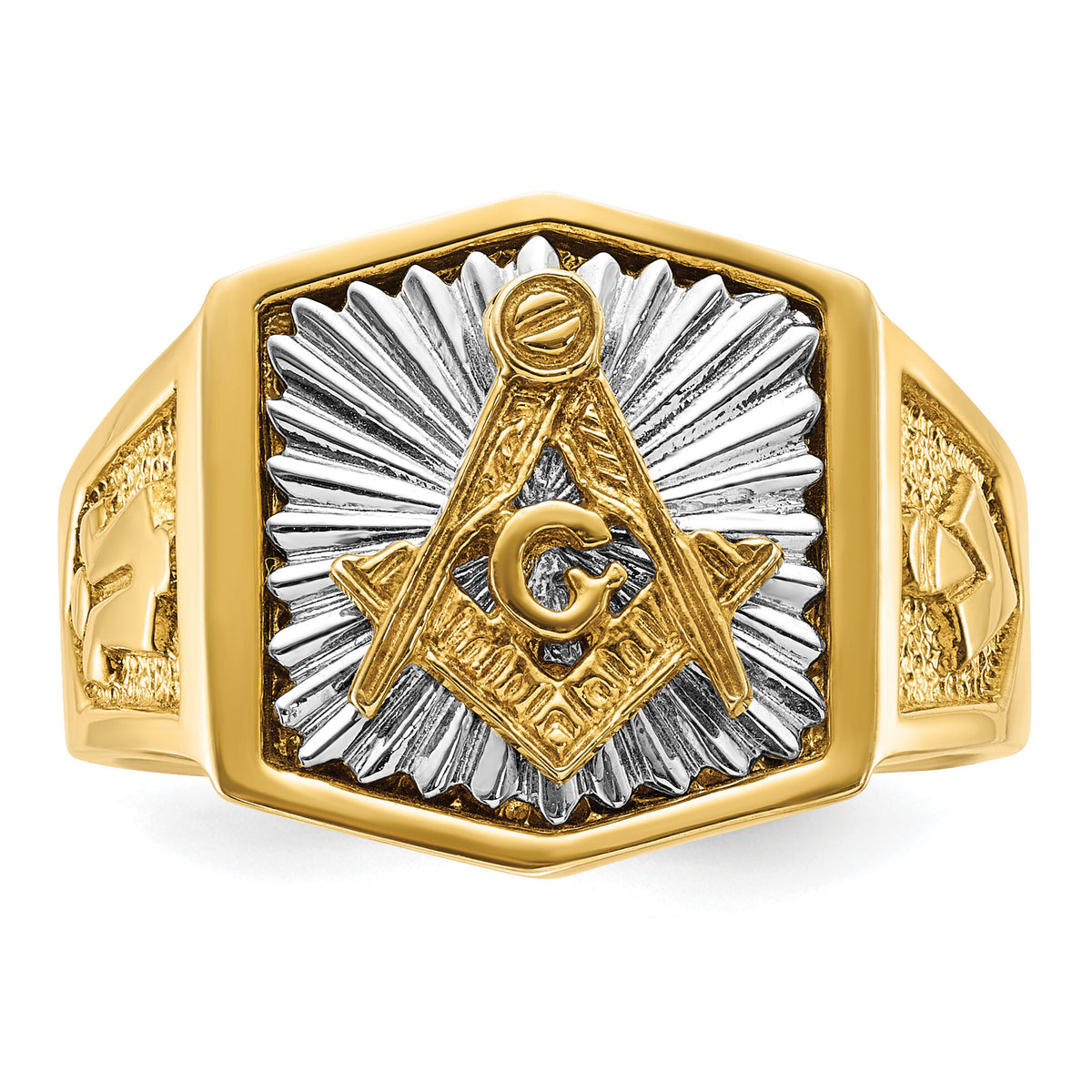 10ktt IBGoodman Men's Textured Blue Lodge Master Masonic Ring-B02549